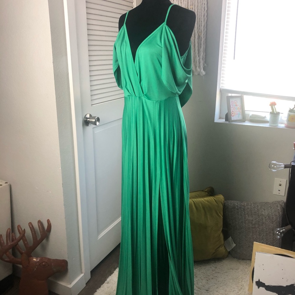 Green Maxi Dress with Thigh Split